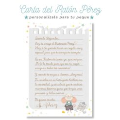 Carta del Ratoncito Perez para un niño cuando le deja un Ratoncito de peluche como regalo por caerse un diente de leche
